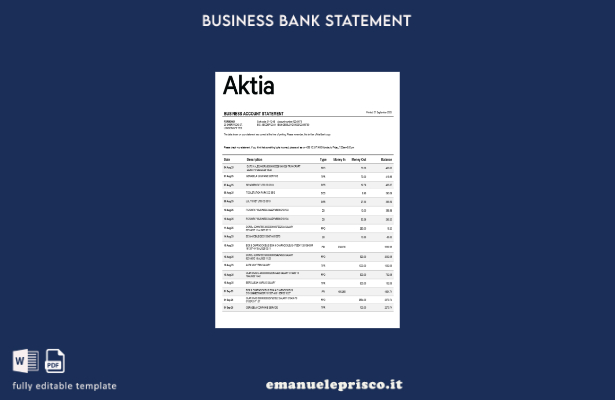 modello di estratto conto aziendale Aktia Bank in stile verificato Modello in fo